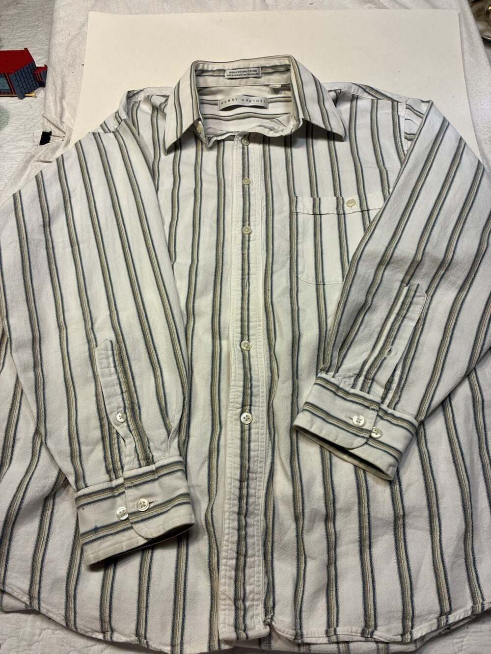 Henry Grethel Striped Long Sleeve Button-Front Shirt